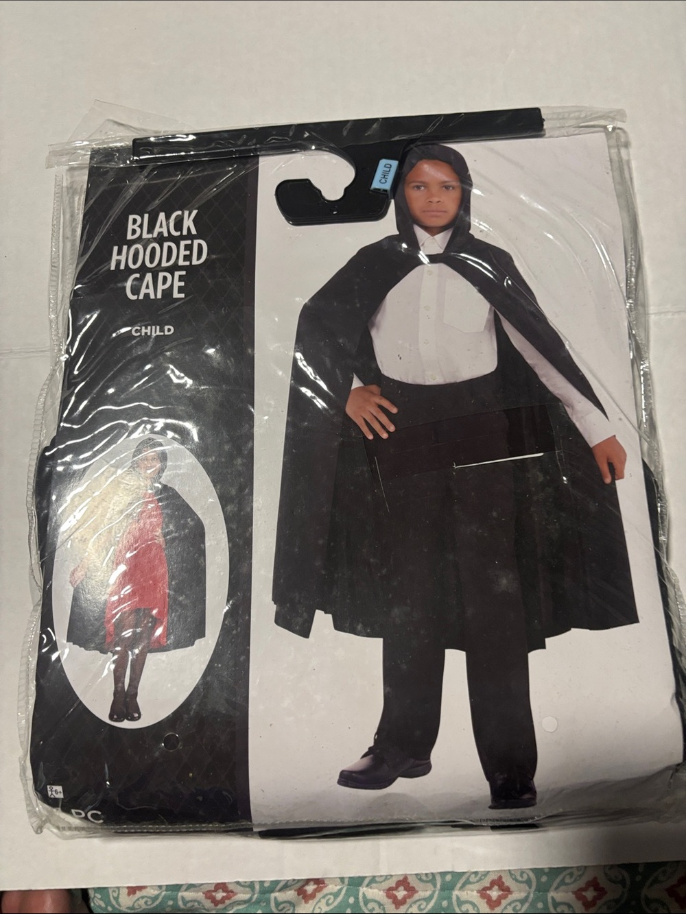 Black Hooded Cape for Kids by